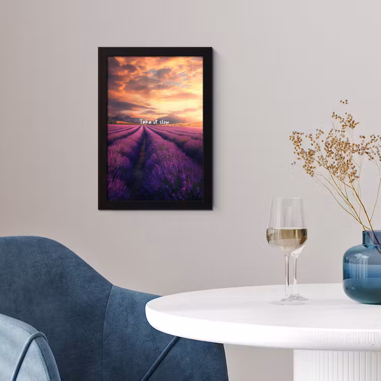 Poster met lijst - Lavendelveld - Quote - Zonsondergang — 2