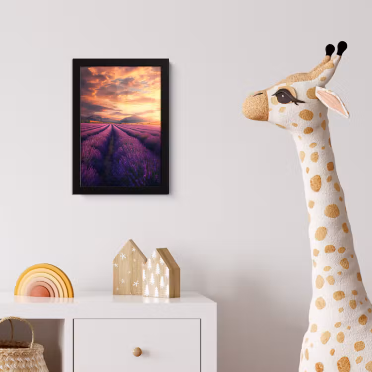 Poster met lijst - Lavendelveld - Zonsondergang - Paars — 5