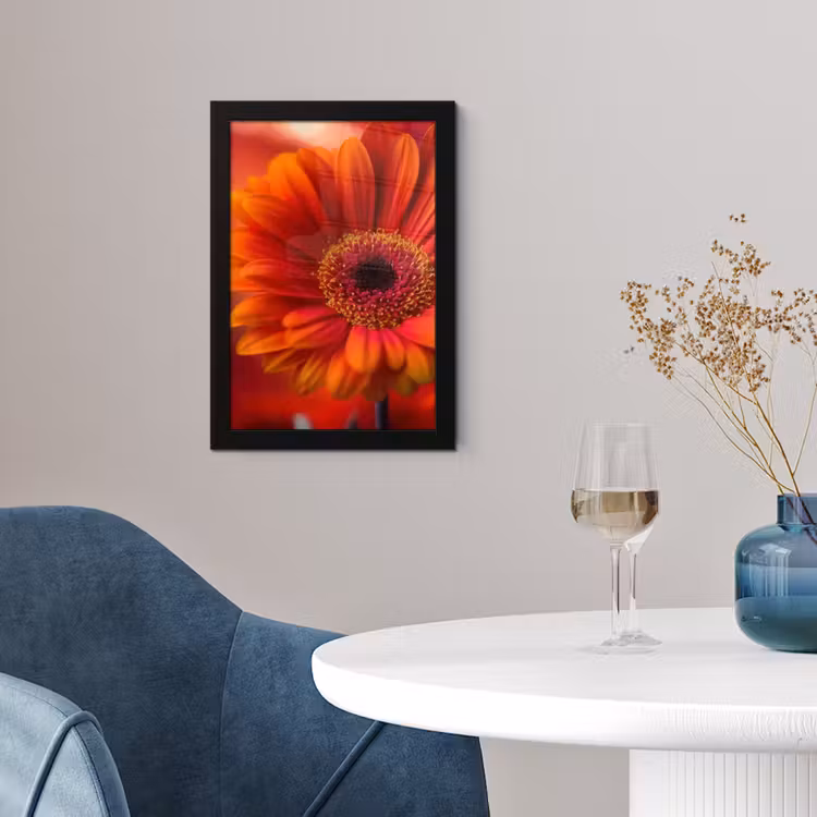 Poster met lijst - Oranje - Gerbera - Intens — 2