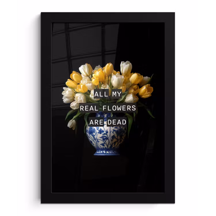 Poster met lijst - Quotes - Bloem - Tulp - Geel — 1