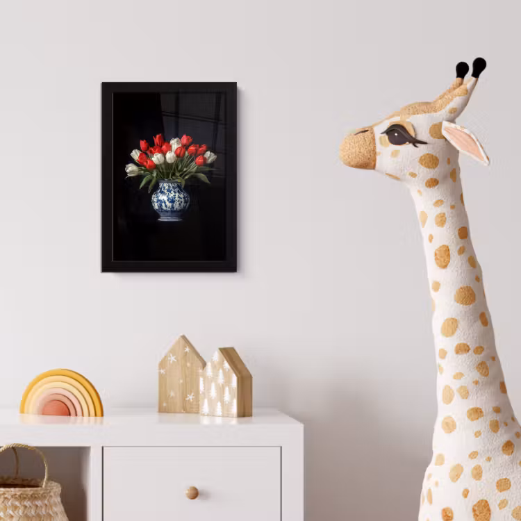 Poster met lijst - Rode - Bloemen - Tulpen - Vaas — 5