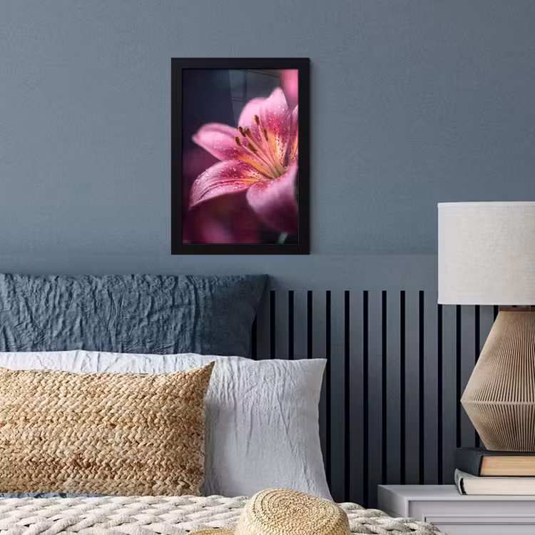 Poster met lijst - Roze - lelie - Dauwdruppels — 4