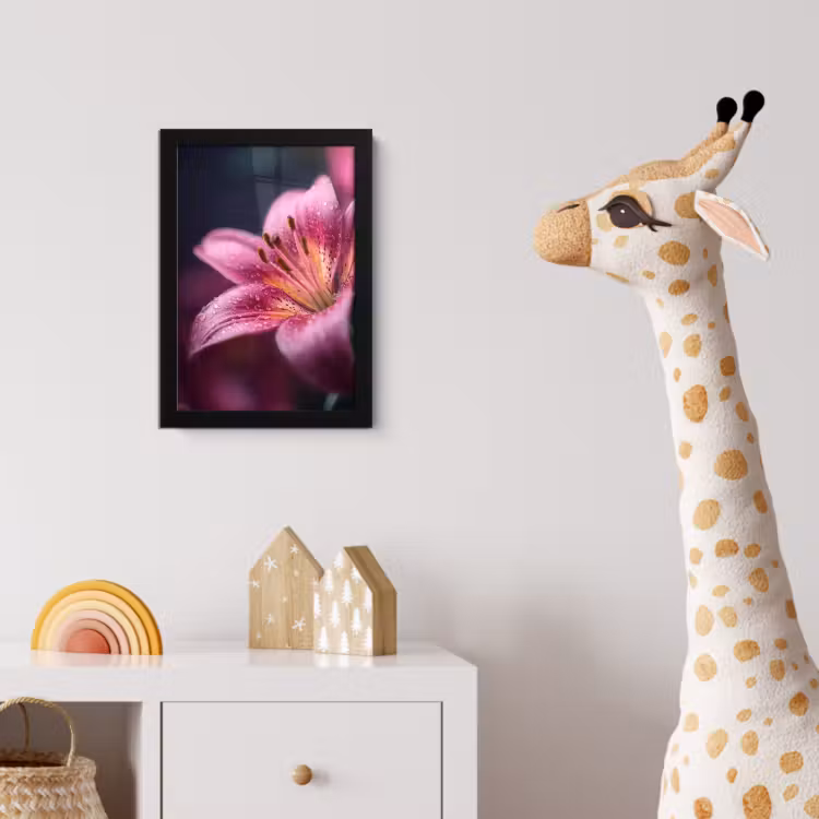 Poster met lijst - Roze - lelie - Dauwdruppels — 5