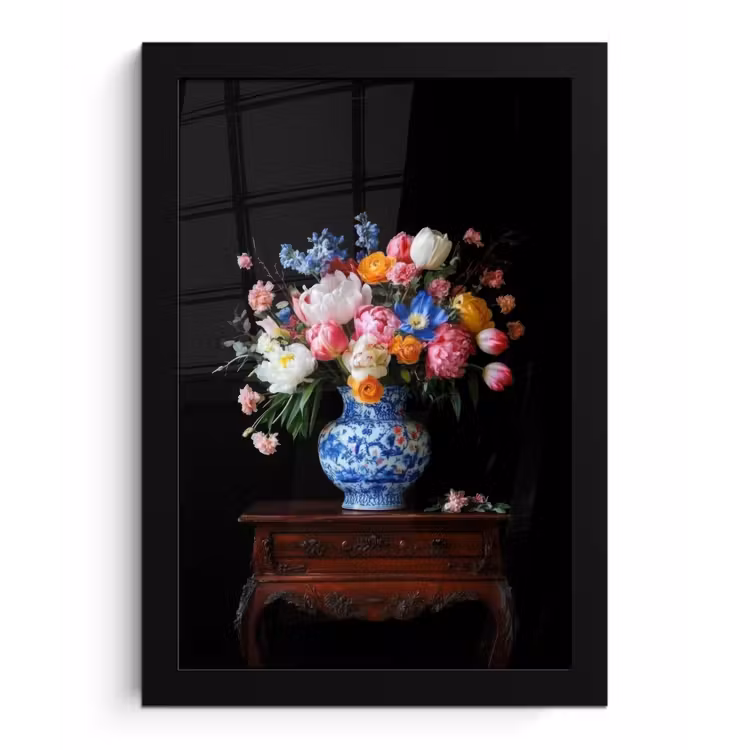 Poster met lijst - Rozen - Bloemen - Vaas - Boeket — 1