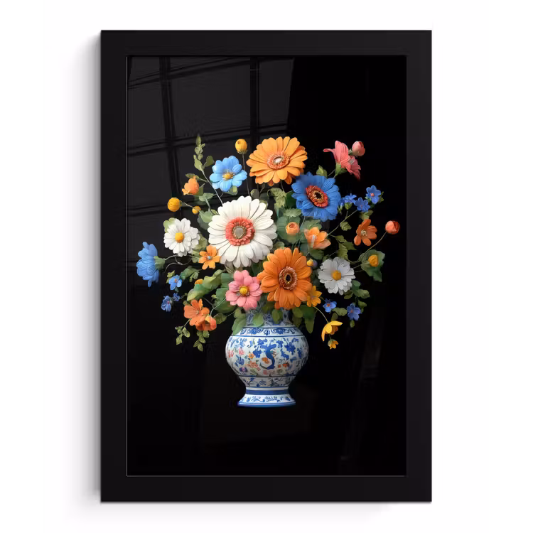 Poster met lijst - Vaas - Boeket - Bloemen - Kleur — 1