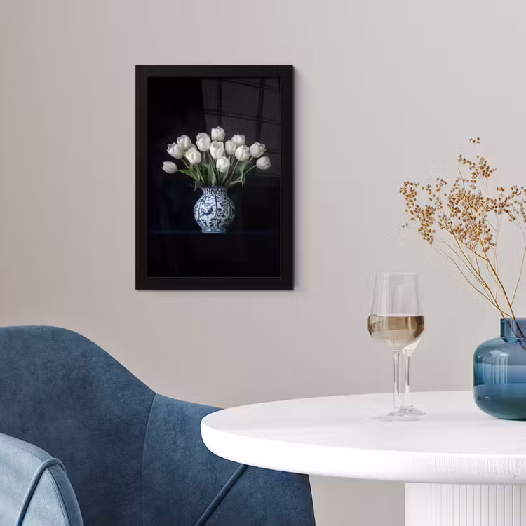 Poster met lijst - Wit - Bloemen - Tulpen - Vaas — 2