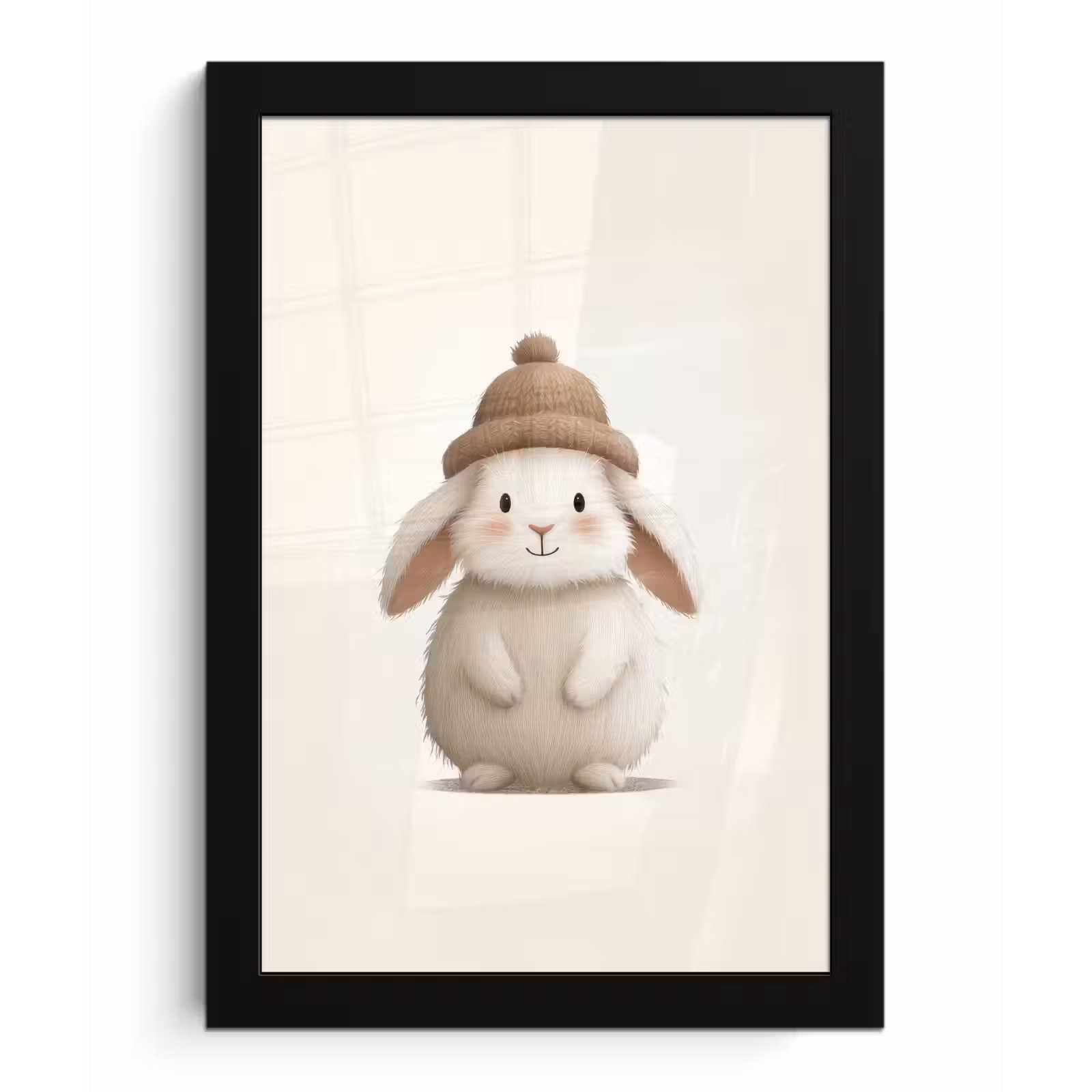 Poster met lijst - Konijn - Muts - Oren - Beige — 1
