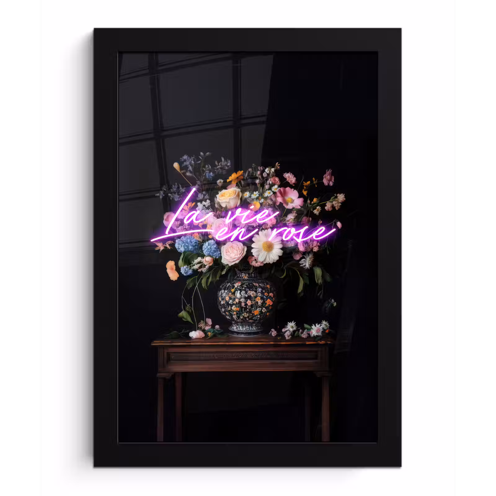 Poster met lijst - Neon - Vaas - Bloemen — 1