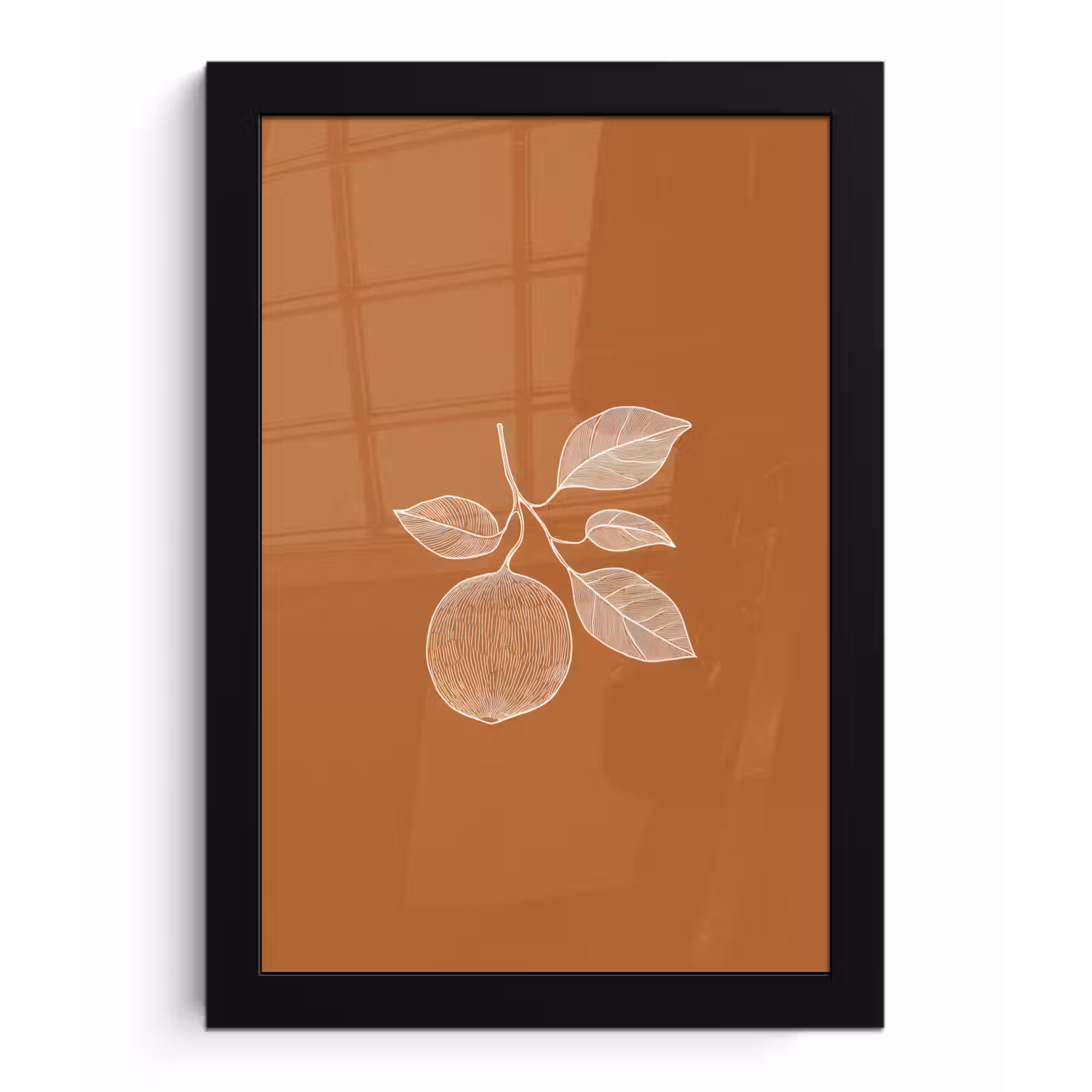 Poster met lijst - Sinaasappel - Getekend - Bladeren - Bruin — 1