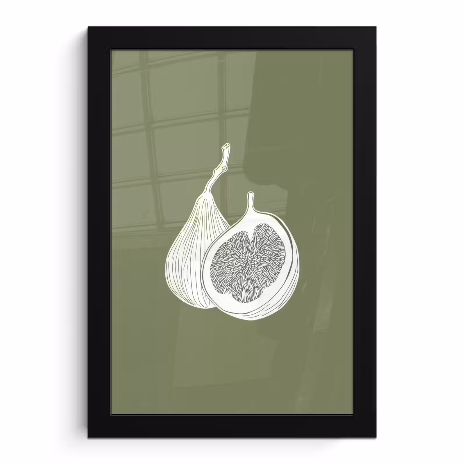 Poster met lijst - Vijgen - Minimalistisch - Getekend - Mosgroen — 1