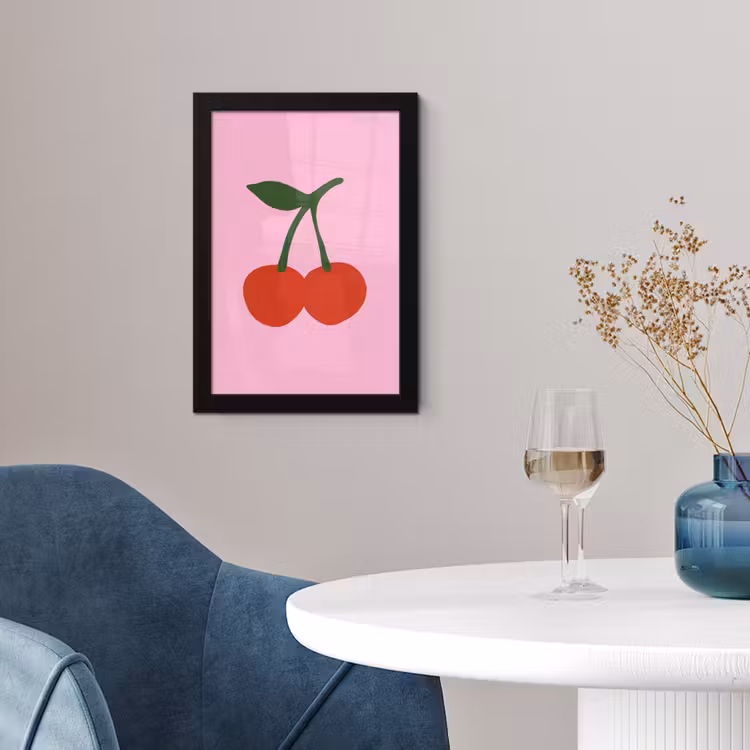 Poster met lijst - Kersen - Roze - Illustratie — 2