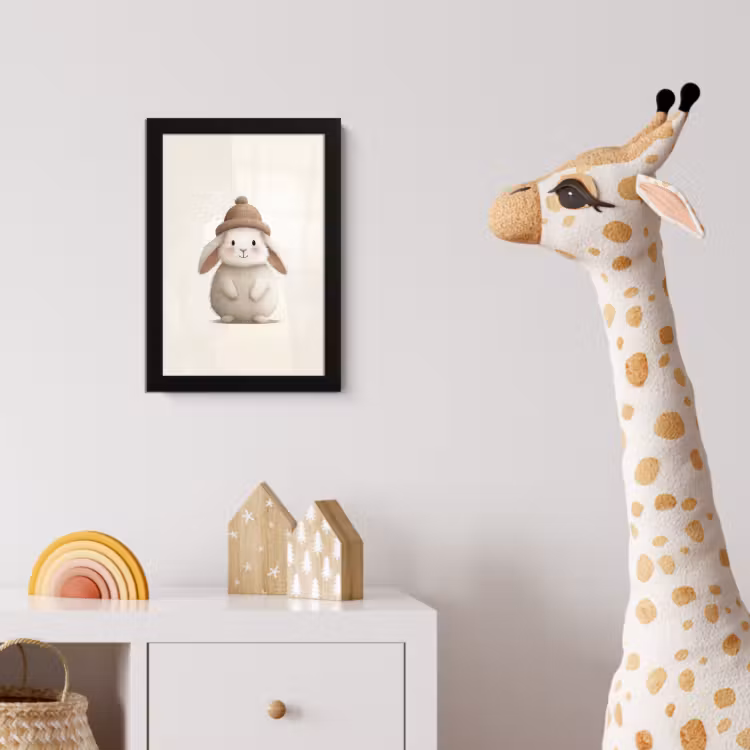 Poster met lijst - Konijn - Muts - Oren - Beige — 5