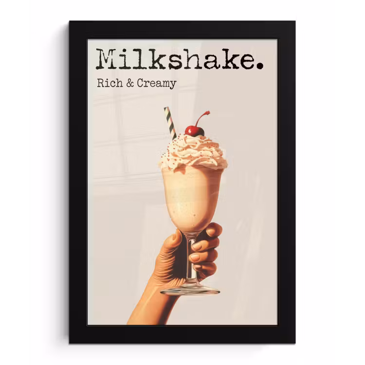 Poster met lijst - Milkshake - Kers - Rietje — 1