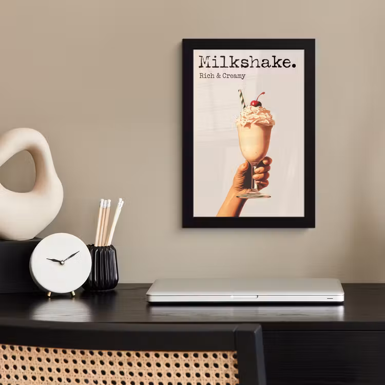 Poster met lijst - Milkshake - Kers - Rietje — 3