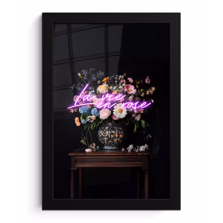 Poster met lijst - Neon - Vaas - Bloemen — 1