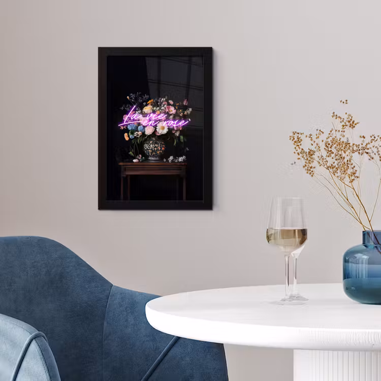Poster met lijst - Neon - Vaas - Bloemen — 2