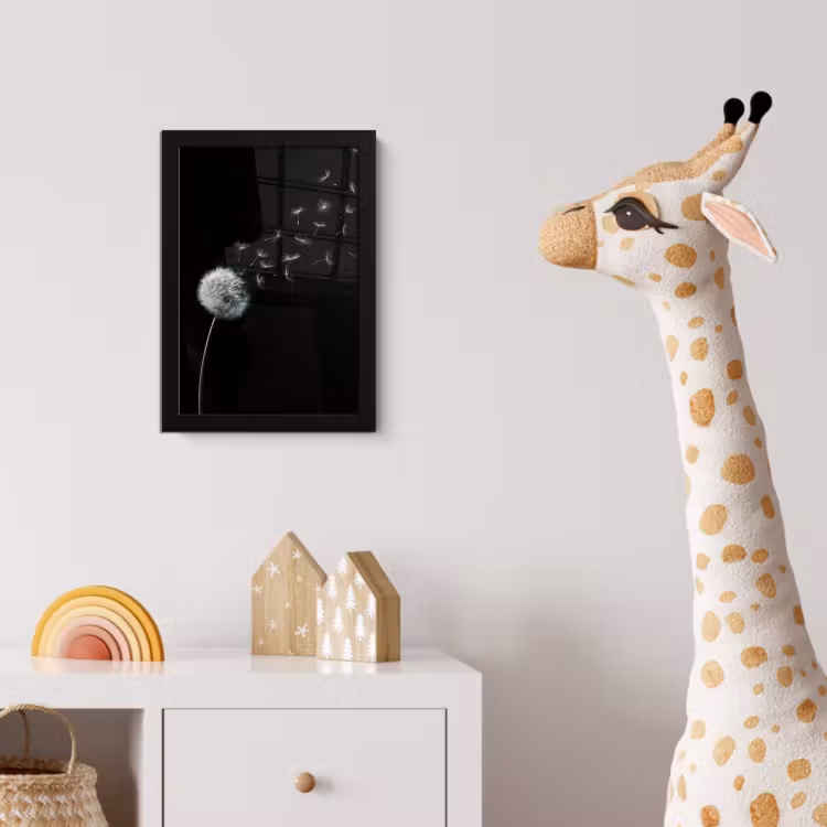 Poster met lijst - Paardenbloem - Zwart - Natuur — 5