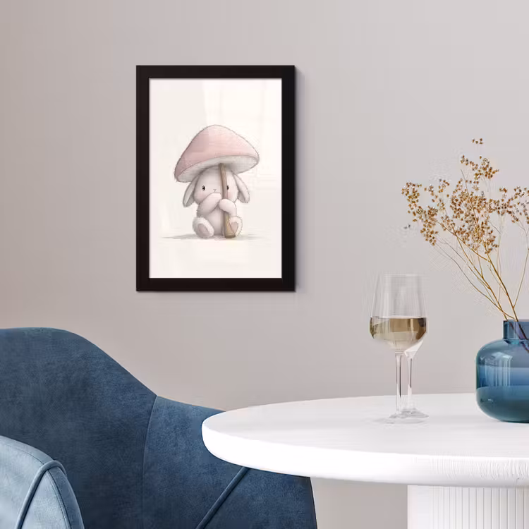 Poster met lijst - Paddenstoel - Konijn - Roze — 2