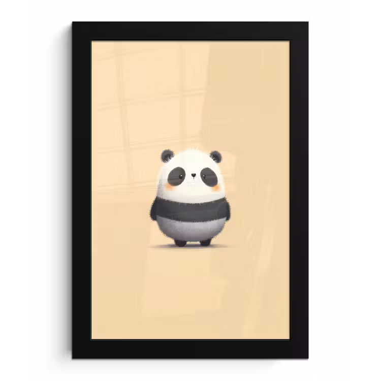 Poster met lijst - Panda - Beige - Minimalistisch — 1