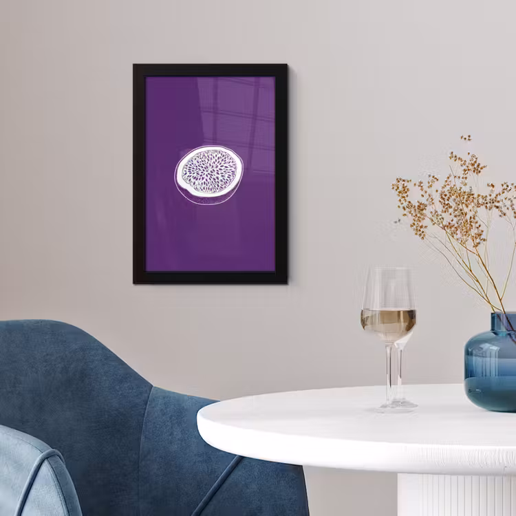 Poster met lijst - Passievrucht - Zaadjes - Paars - Minimalistisch — 2