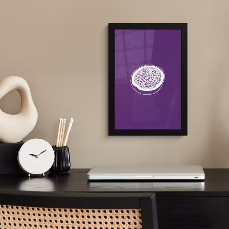 Poster met lijst - Passievrucht - Zaadjes - Paars - Minimalistisch — 3