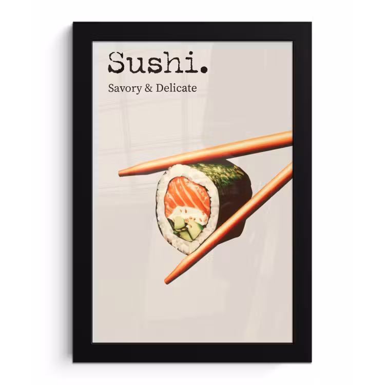 Poster met lijst - Sushi - Zalm - Rijst - Japans — 1