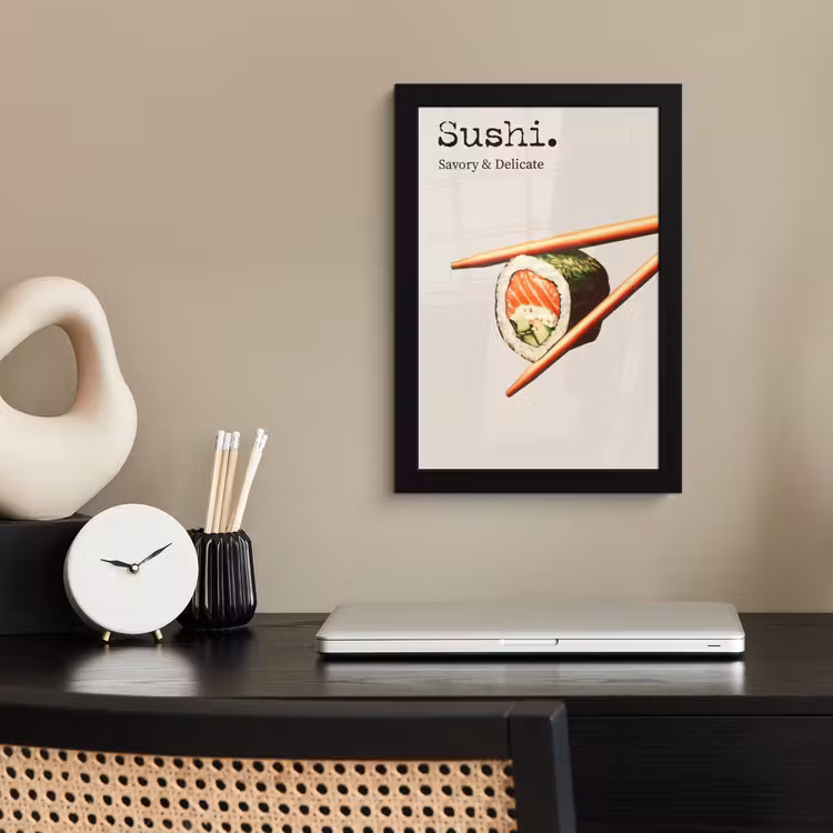 Poster met lijst - Sushi - Zalm - Rijst - Japans — 3