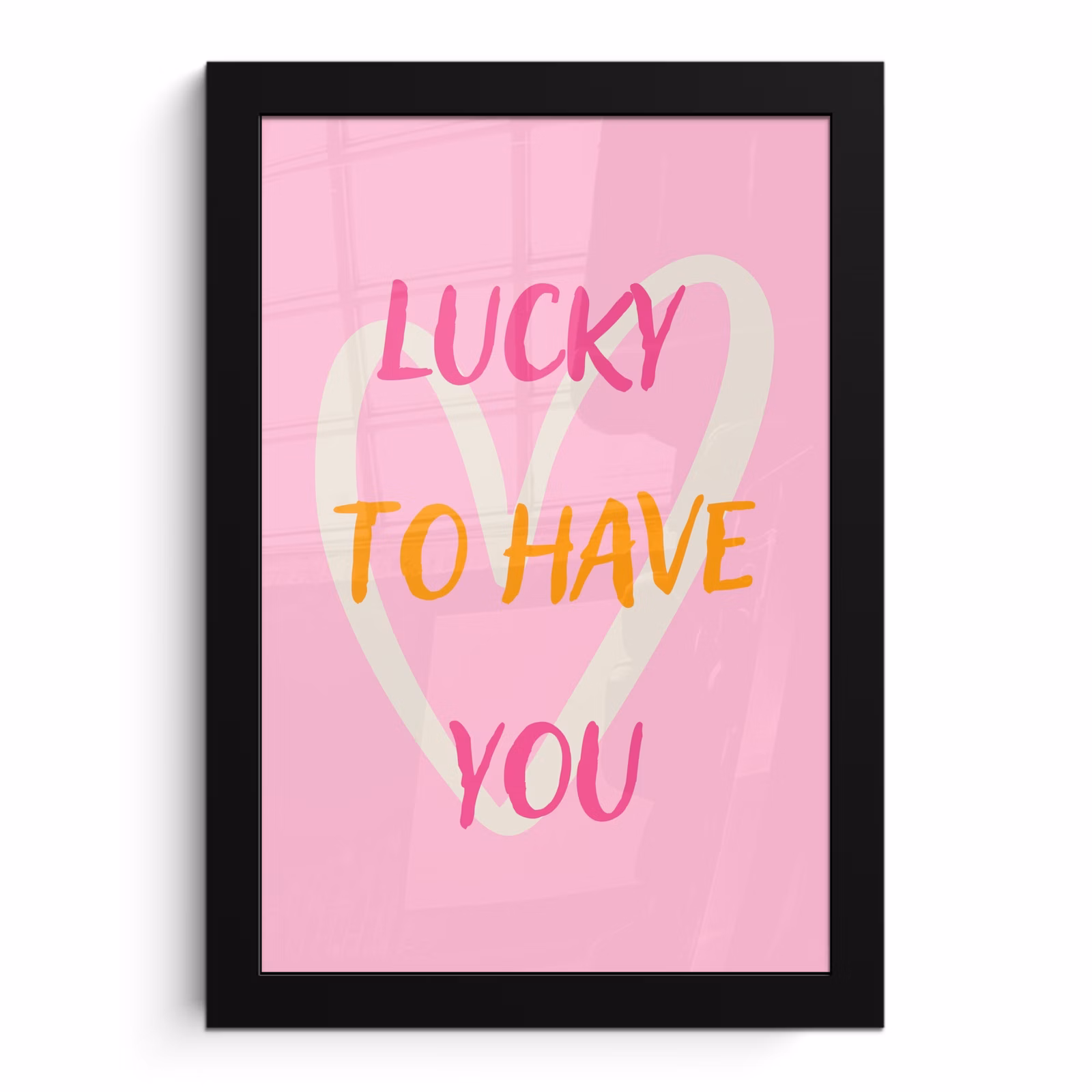 Poster met lijst - Lucky - Love - Valentijn - Roze — 1