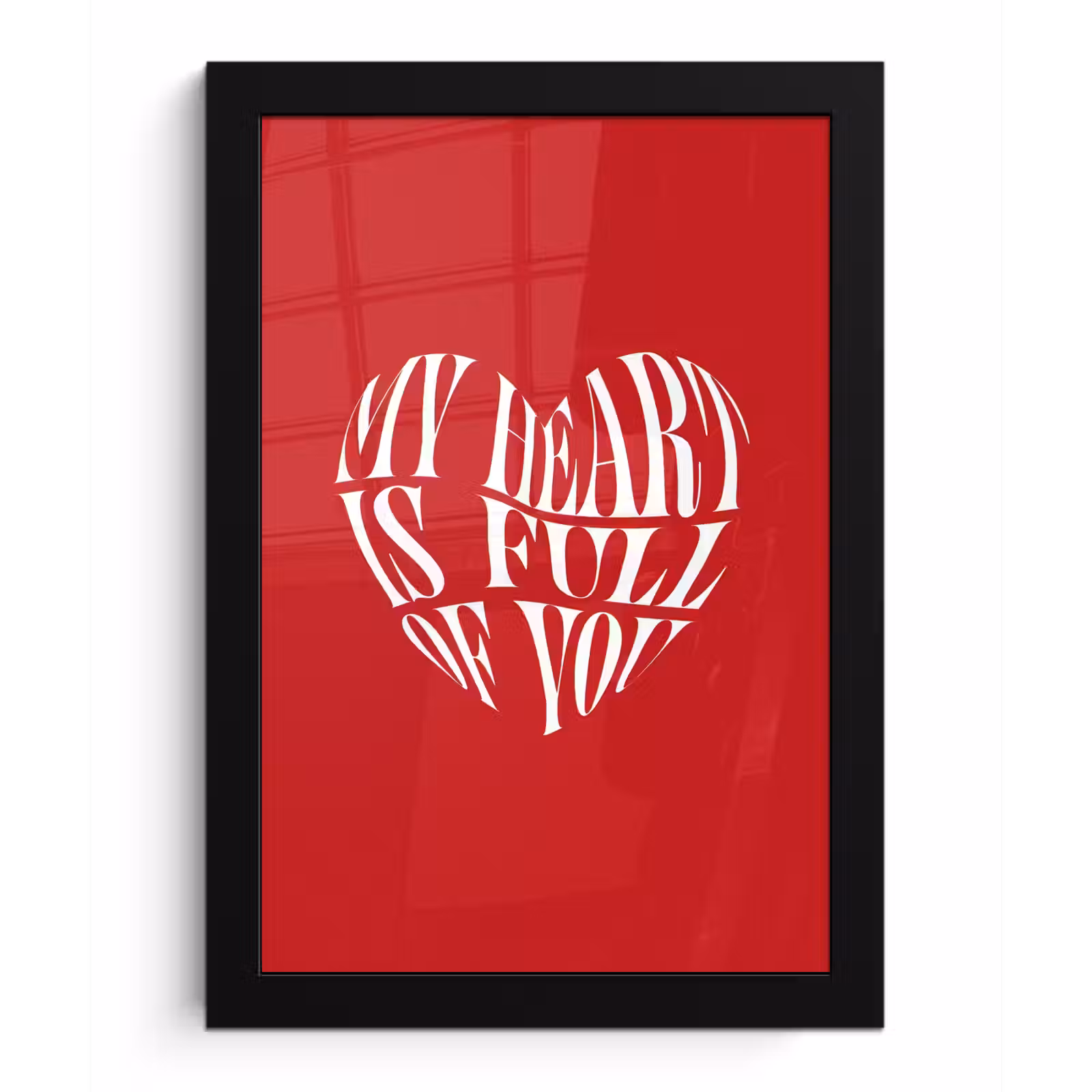 Poster met lijst - Rood - Hart- Tekst - Valentijn — 1
