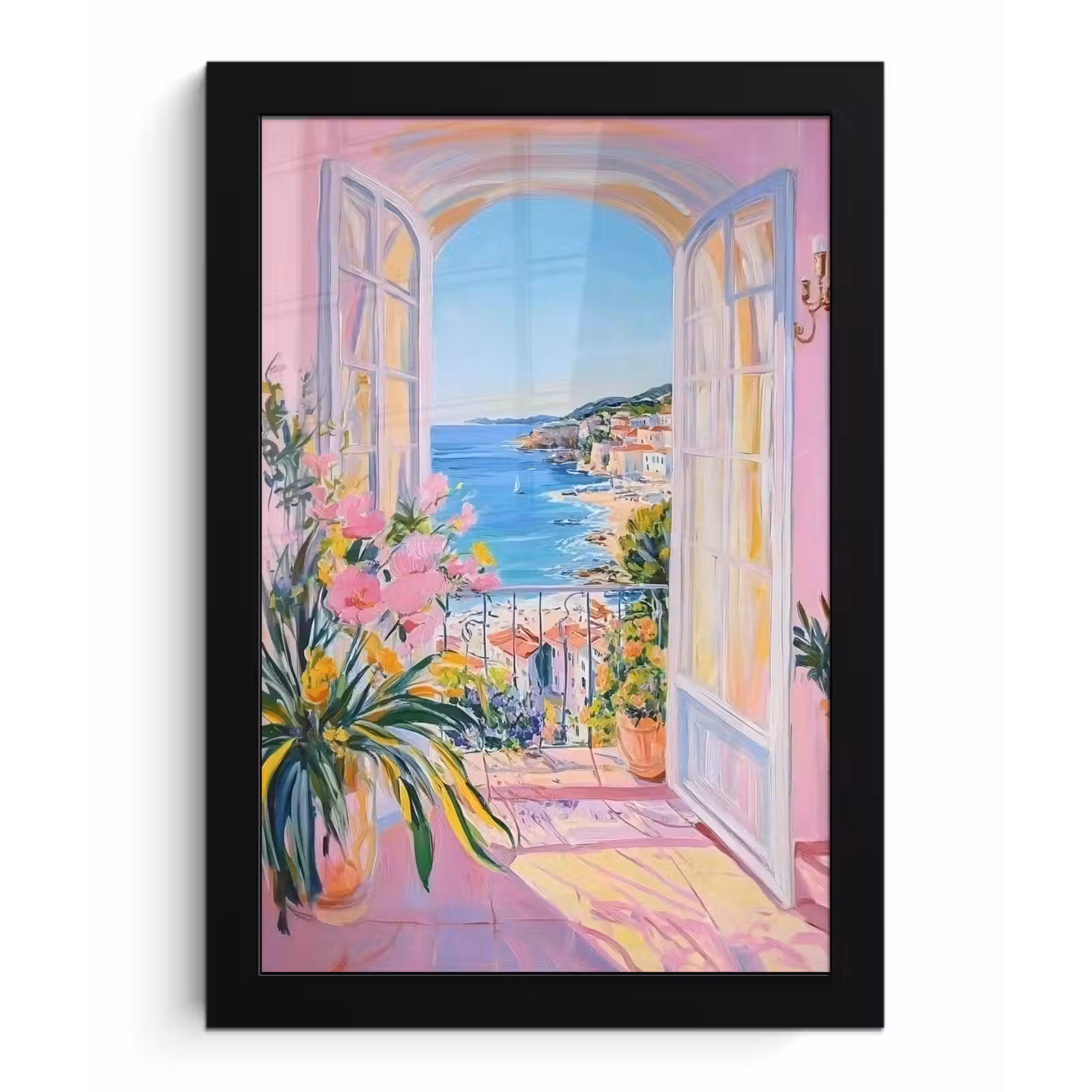 Poster met lijst - Roze - Buiten - Verf — 1