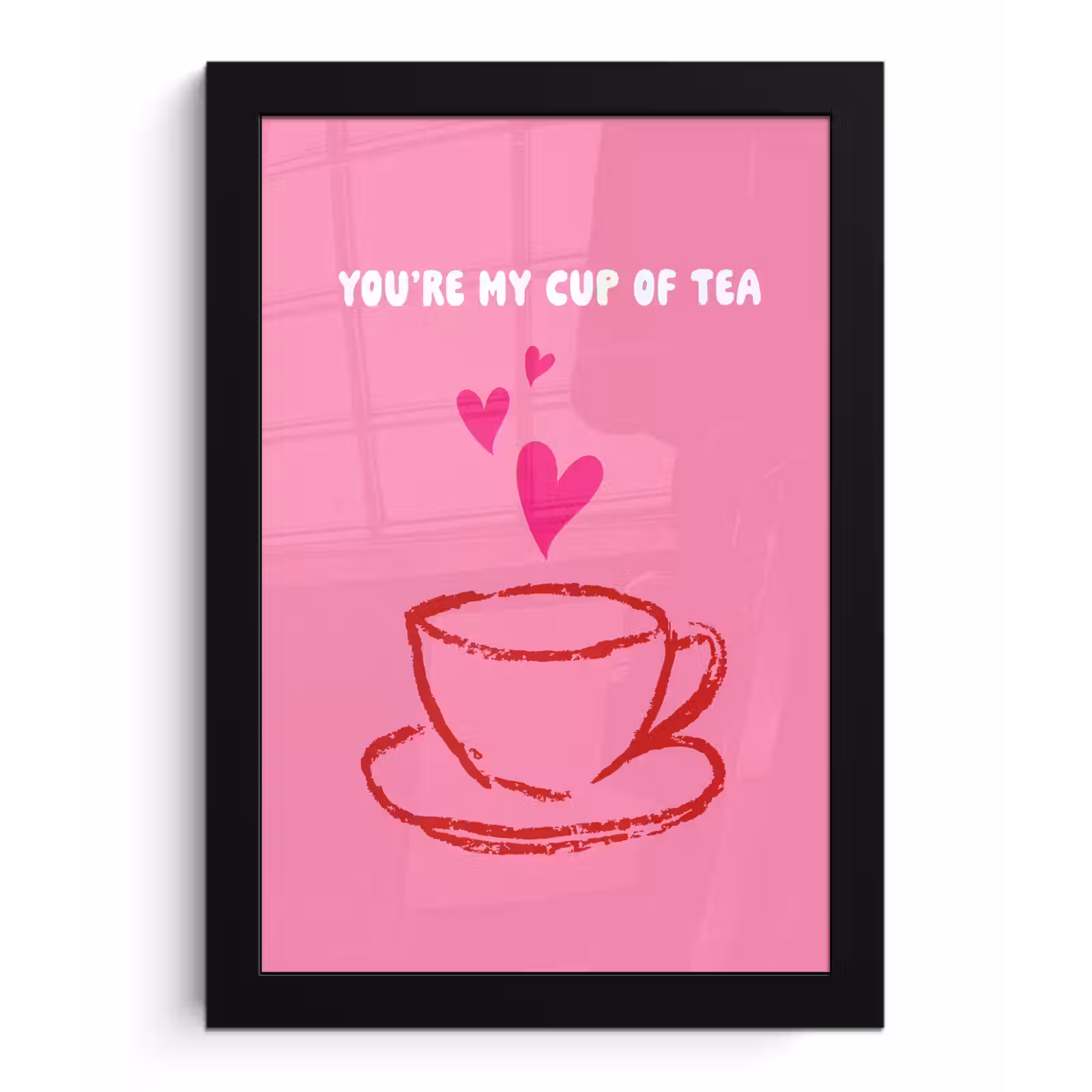 Poster met lijst - Thee - Roze - Valentijn - Tekst — 1