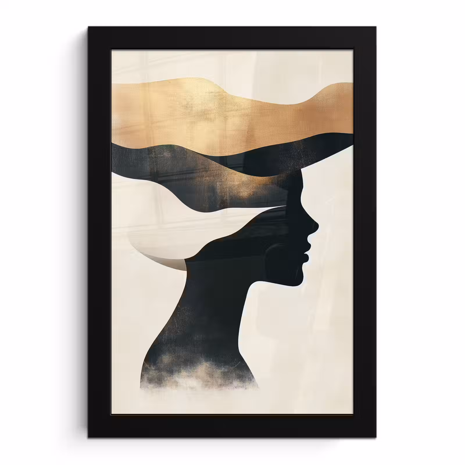 Poster met lijst - Vrouw - Golven - Zwart — 1