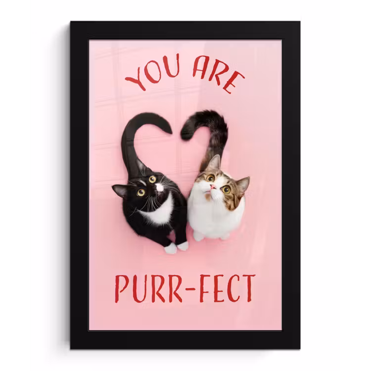 Poster met lijst - Kat - Hart - Tekst - Valentijn — 1