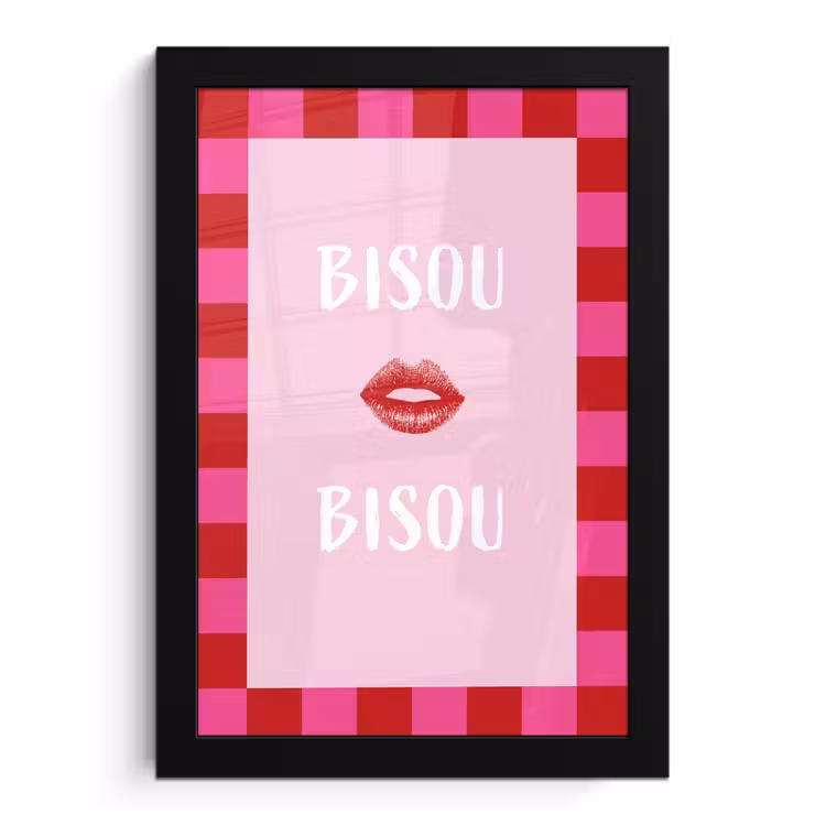 Poster met lijst - Kiss - Roze - Frans - Valentijn — 1