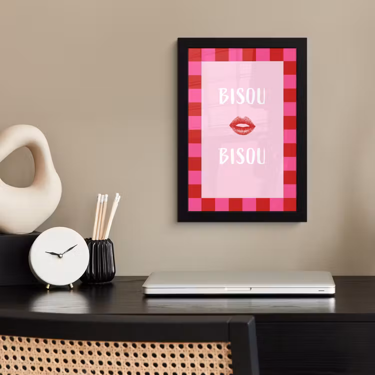 Poster met lijst - Kiss - Roze - Frans - Valentijn — 3