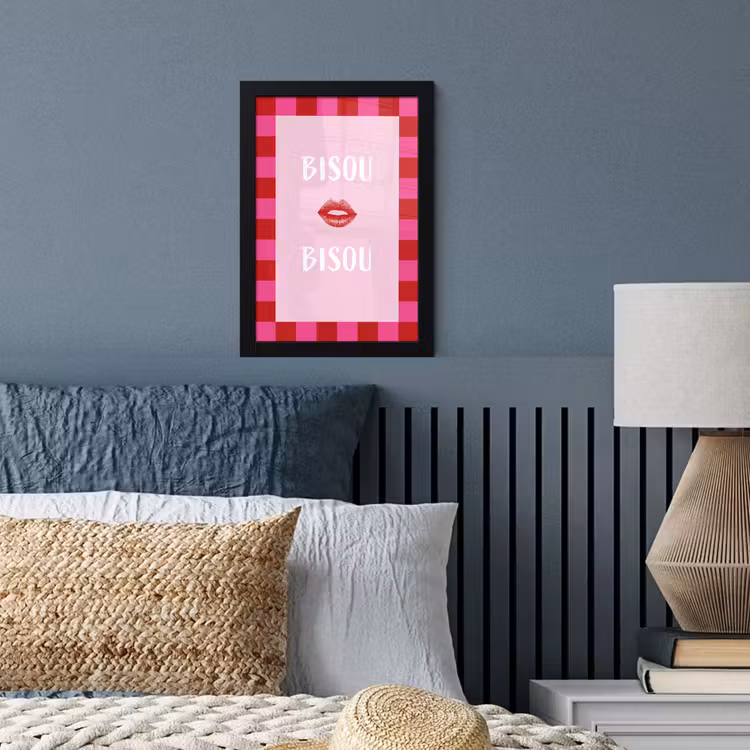Poster met lijst - Kiss - Roze - Frans - Valentijn — 4