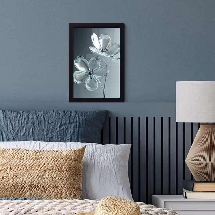 Poster met lijst - Kristal - Bloemen - Grijs — 4