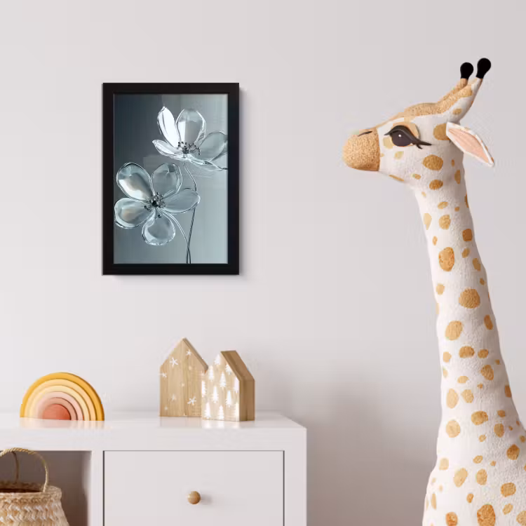 Poster met lijst - Kristal - Bloemen - Grijs — 5