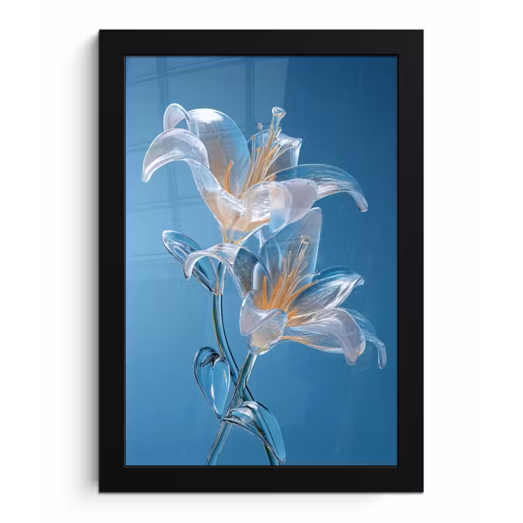Poster met lijst - Lelies - Blauw - Glazen — 1