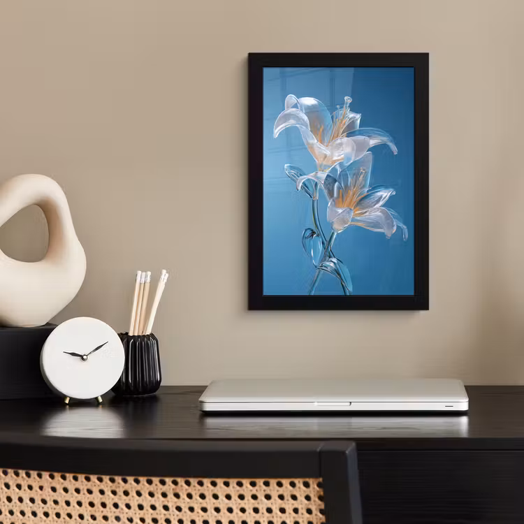 Poster met lijst - Lelies - Blauw - Glazen — 3