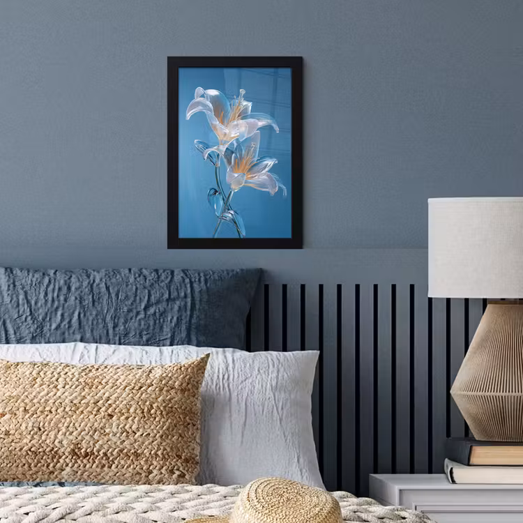 Poster met lijst - Lelies - Blauw - Glazen — 4