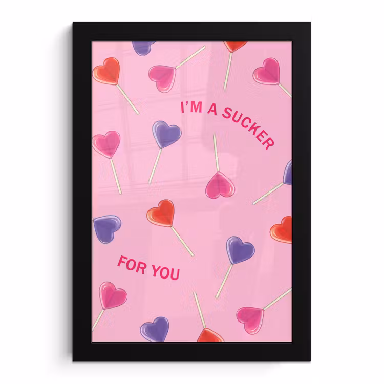 Poster met lijst - Lolly - Valentijn - Illustratie - Snoep — 1