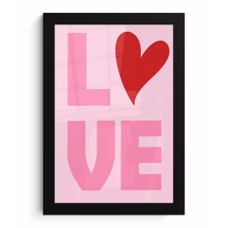 Poster met lijst - Love - Roze - Hart - Valentijn — 1