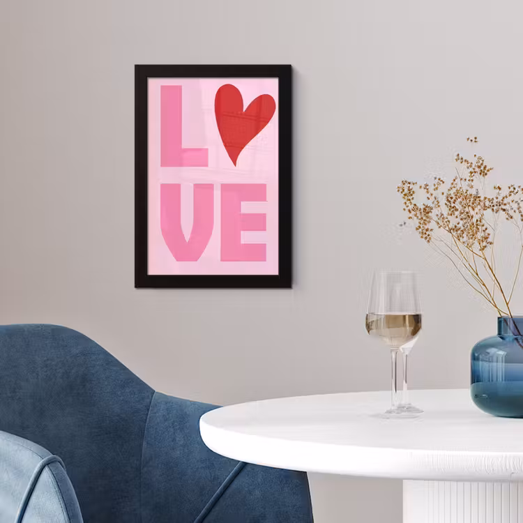 Poster met lijst - Love - Roze - Hart - Valentijn — 2