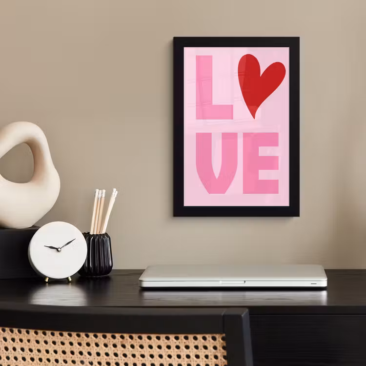 Poster met lijst - Love - Roze - Hart - Valentijn — 3