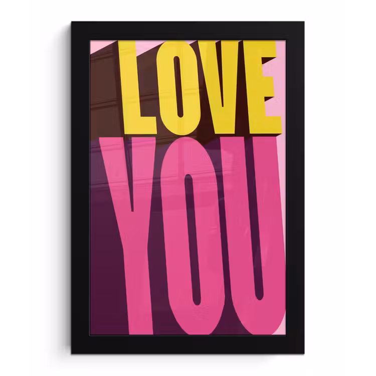 Poster met lijst - Love - Tekst - Roze - Valentijn — 1