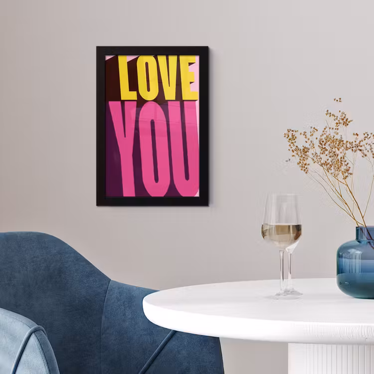 Poster met lijst - Love - Tekst - Roze - Valentijn — 2