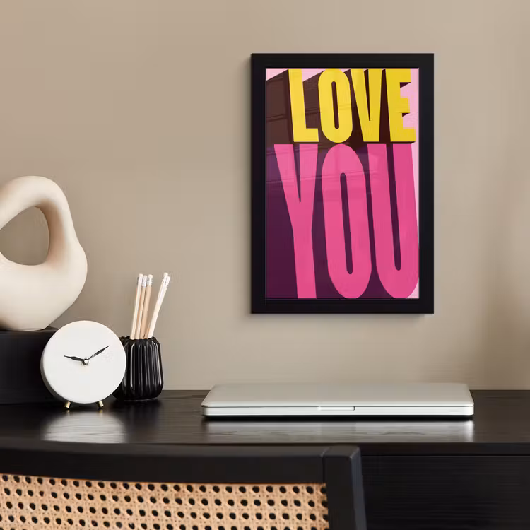 Poster met lijst - Love - Tekst - Roze - Valentijn — 3