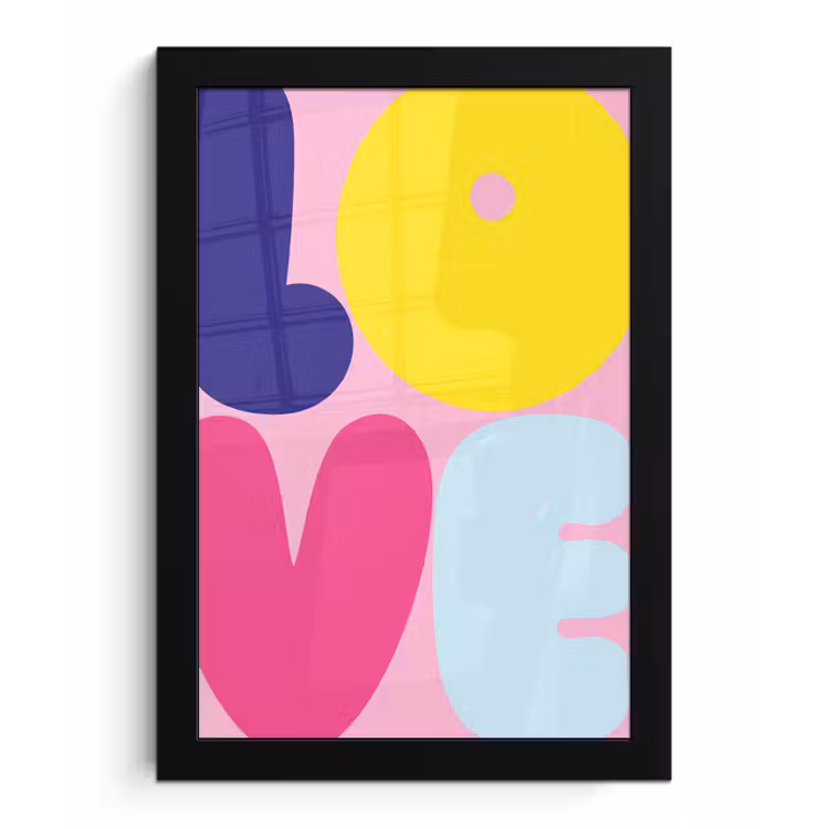 Poster met lijst - Love - Valentijn - Kleurrijk — 1