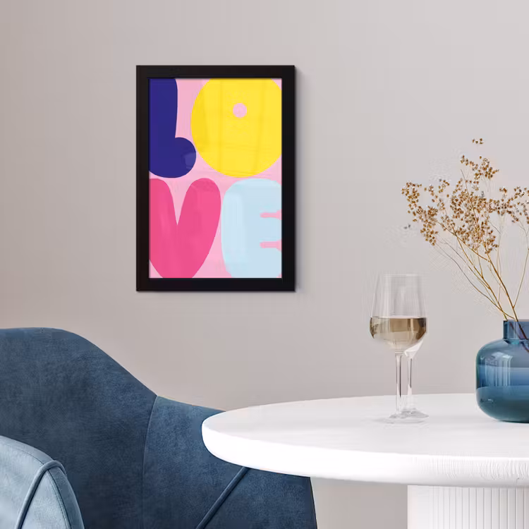 Poster met lijst - Love - Valentijn - Kleurrijk — 2